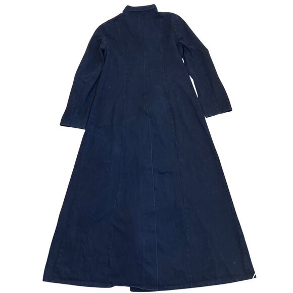 Red Balls On Fire Vtg Matrix Coat Trench Coat Mens Small Black Full Length - Picture 7 of 16